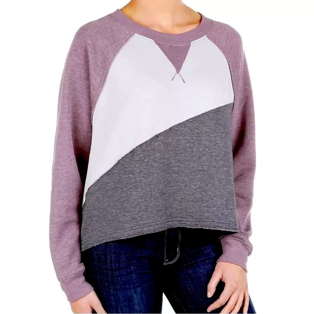 Free People Movement Kindle Up Color Block Oversized Pullover Sweatshirt. XS